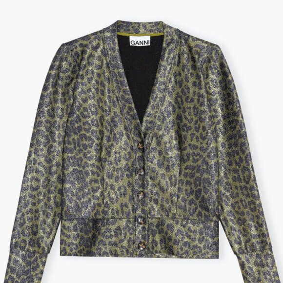 NWOT GANNI Women's Black and Green Cardigan - Picture 2 of 5